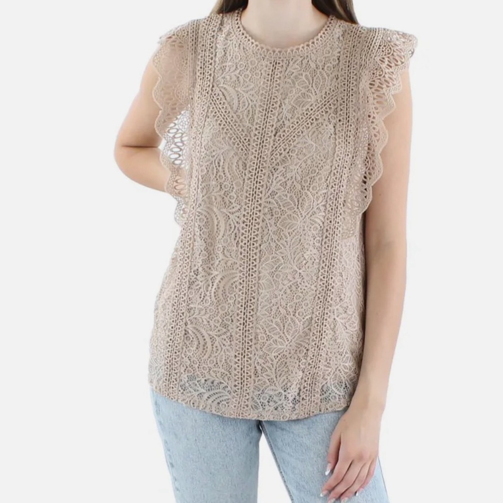Cable & Gauge Lace Tan Top